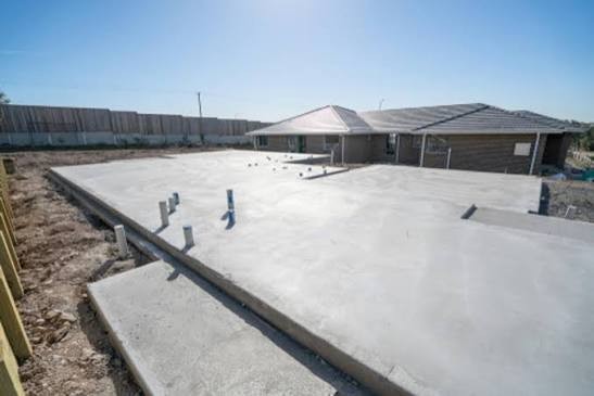 Concrete slab at a home under construction